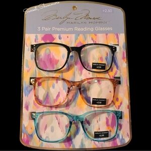 3 Pair Marilyn Monroe Womans Premium Readers Reading Glasses +2.50 Magnification